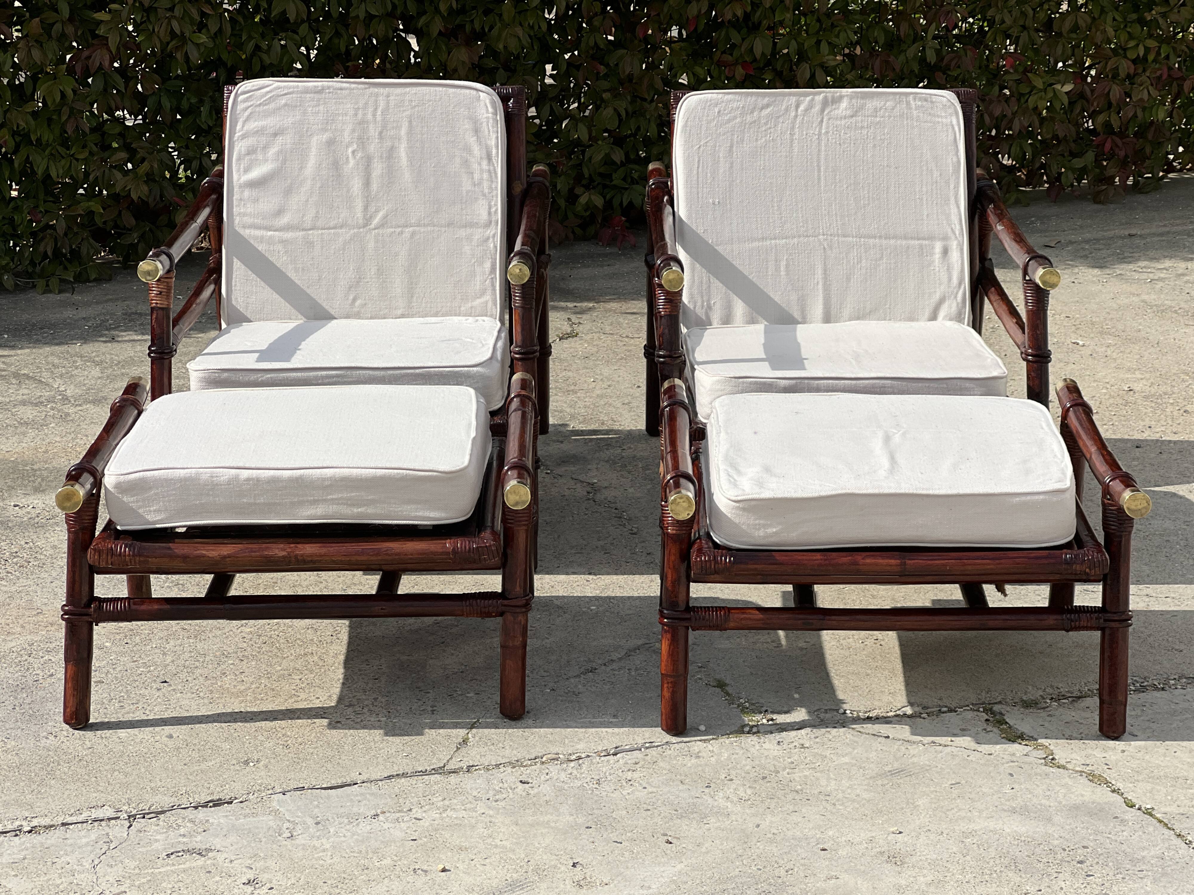 Pair of armchairs and ottomans by John Wisner for Far Horizons – Ficks Reed, 1954