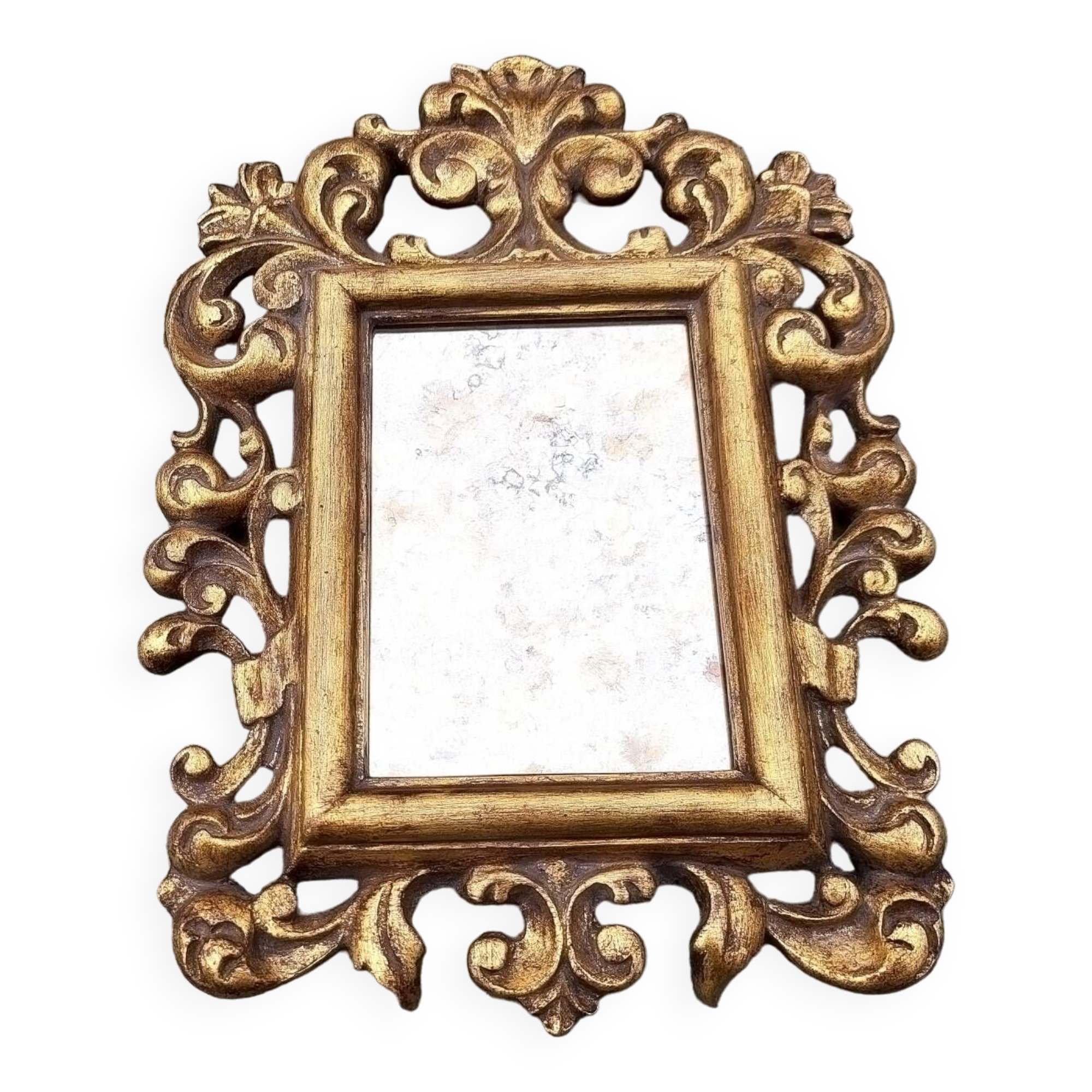 Petit miroir corne d'abondance doré