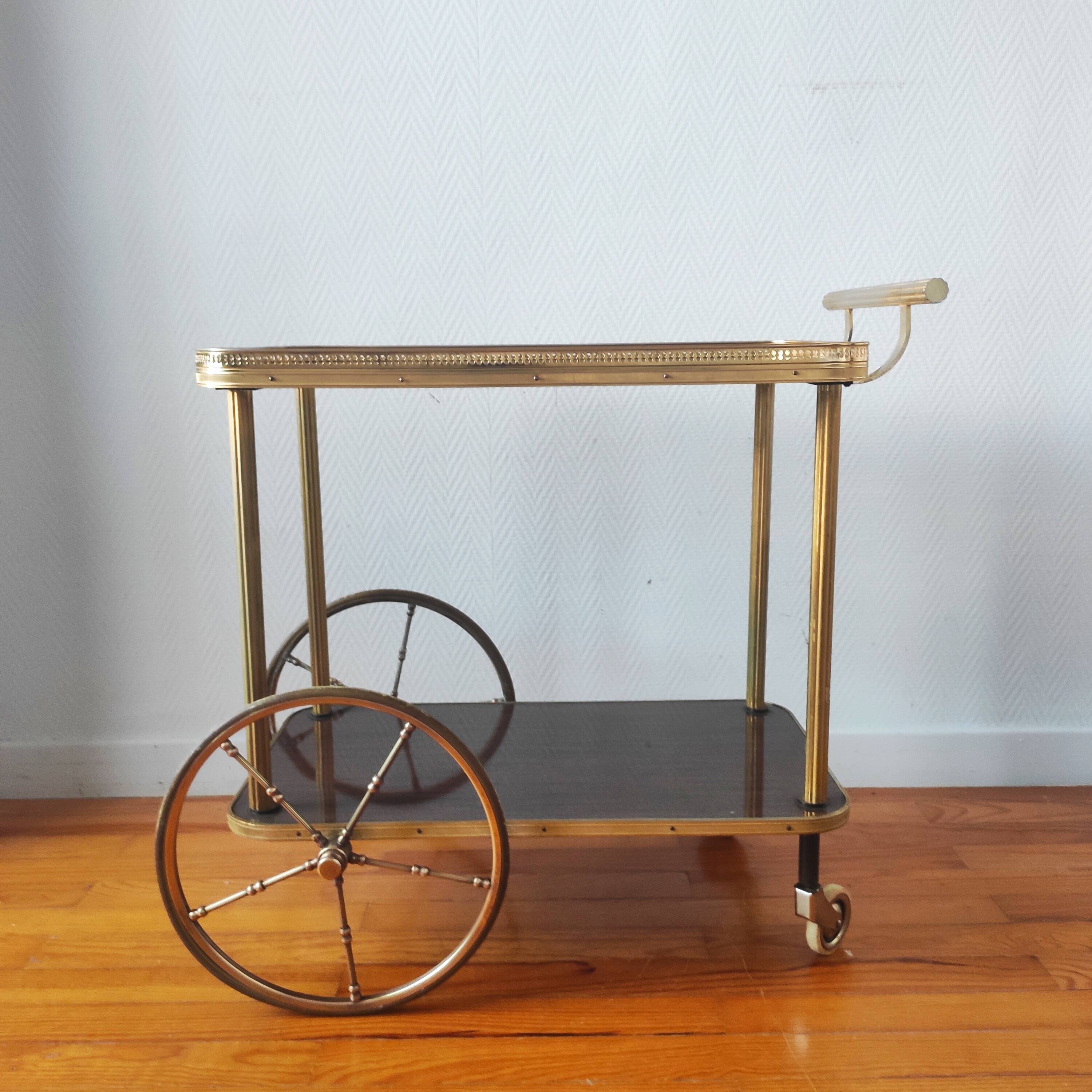 Vintage bar cart rolling serving trolley