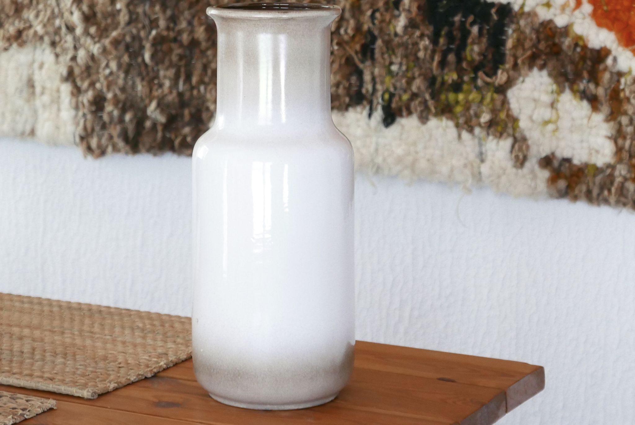 Vase en céramique blanc et marron West Germany, années 60