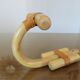 Wooden wall coat door hook with leather straps 60s 70s