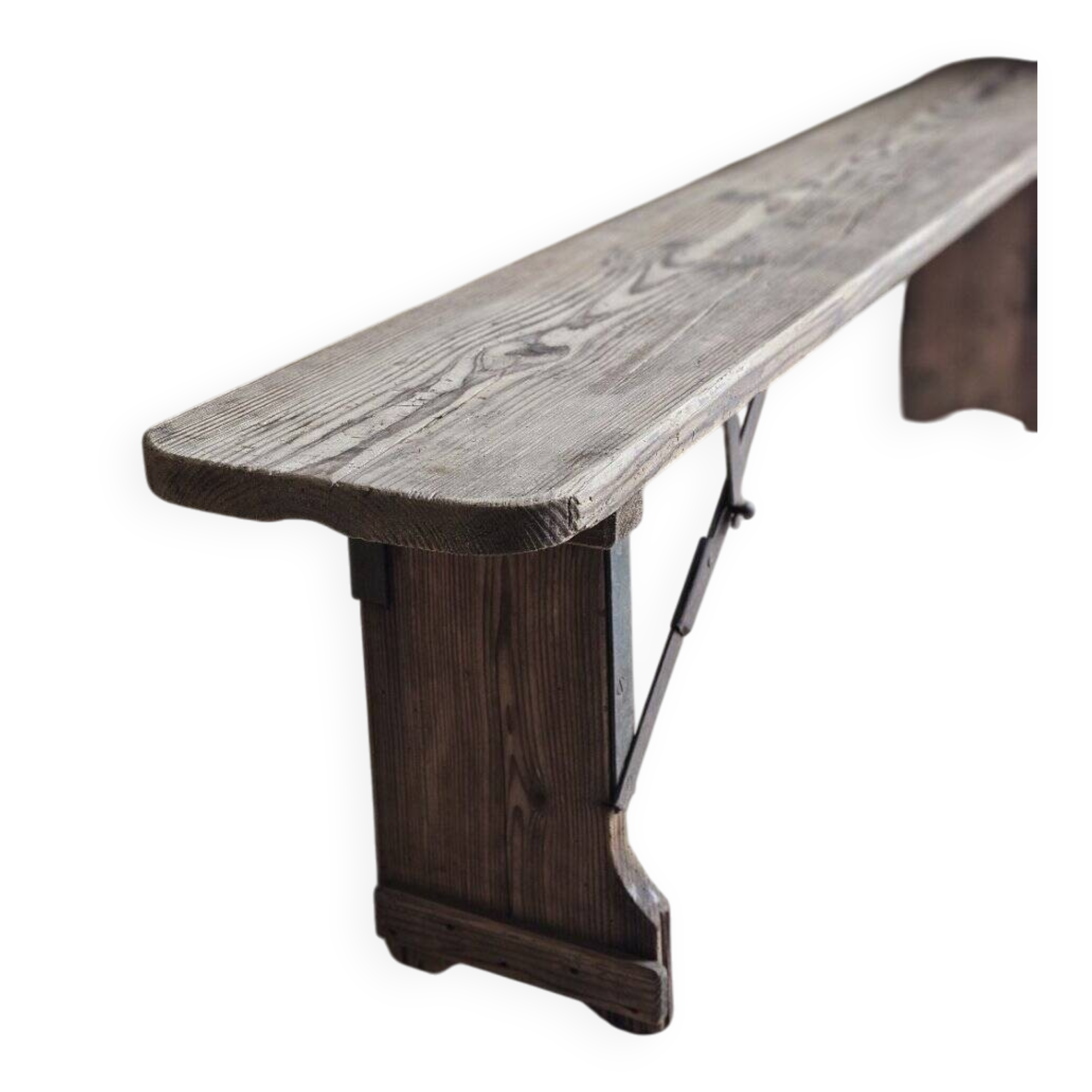 Antique folding farmhouse bench in solid wood | Gabin