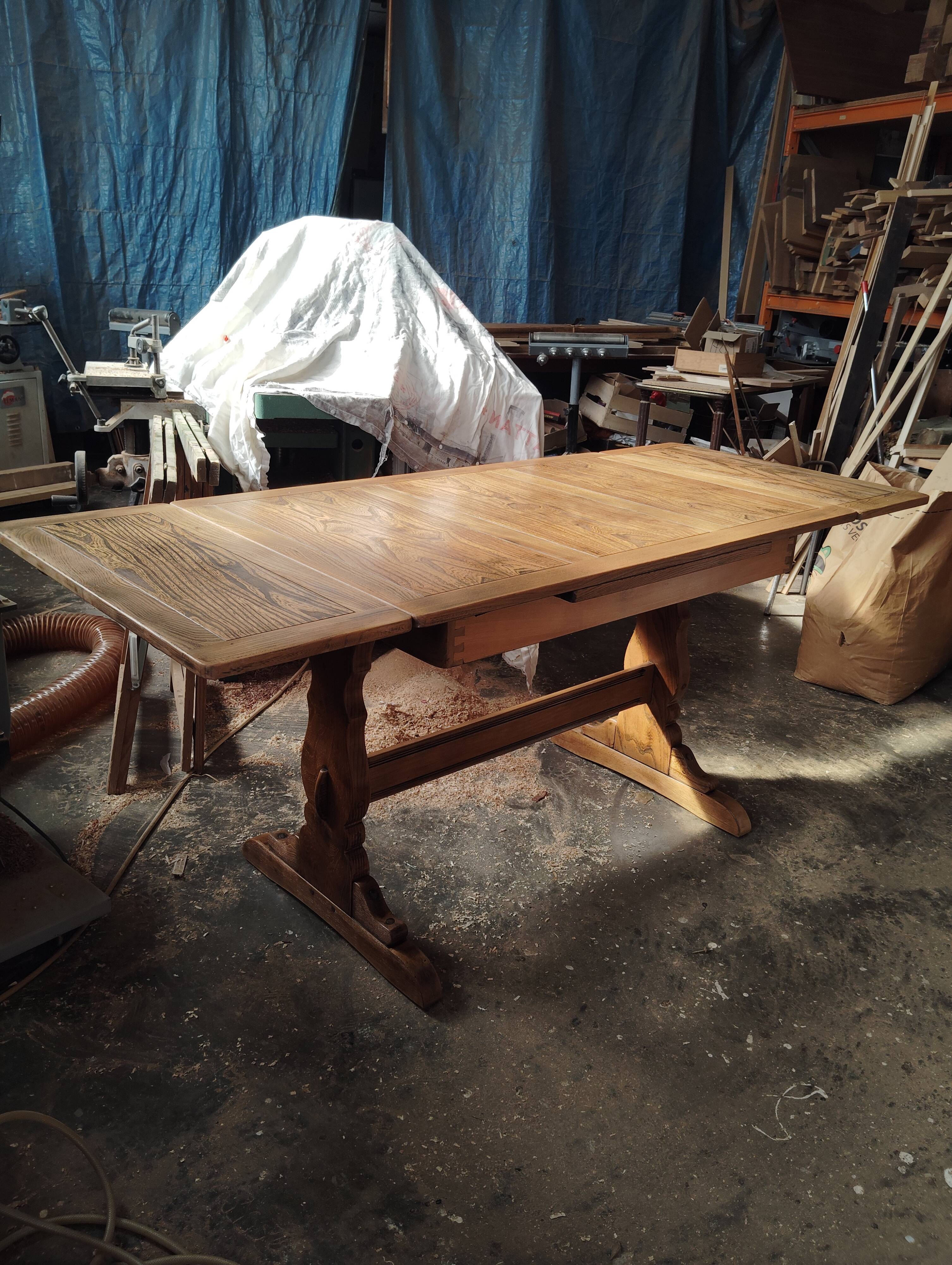 Table bistrot vintage anglaise à rallonges