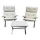 Pair of Armchairs and Ottoman, "Joker" Model, Large Leather Model