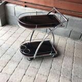 Vintage chrome and smoked black glass bar cart - 1970s design