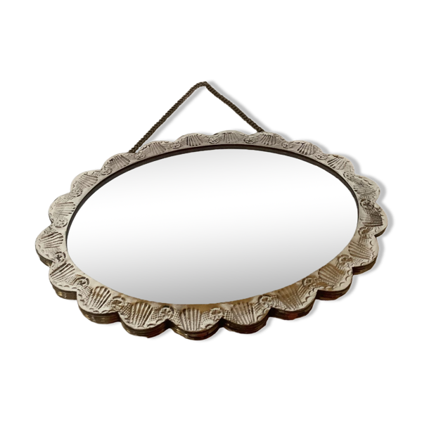 Miroir de mariée argent turc style ottoman fleurs en relief — Beyit