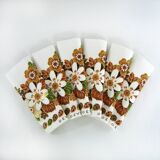 6 cotton napkins - brown and green floral pattern - Gévéor France - vintage 70s