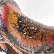 Antique painted wooden rocking horse – Large decorative model on wheels
