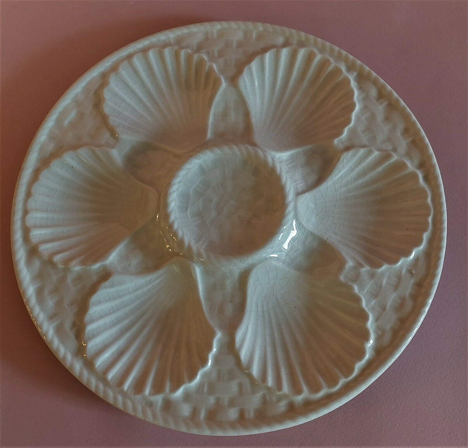 Longchamp white earthenware oyster plate