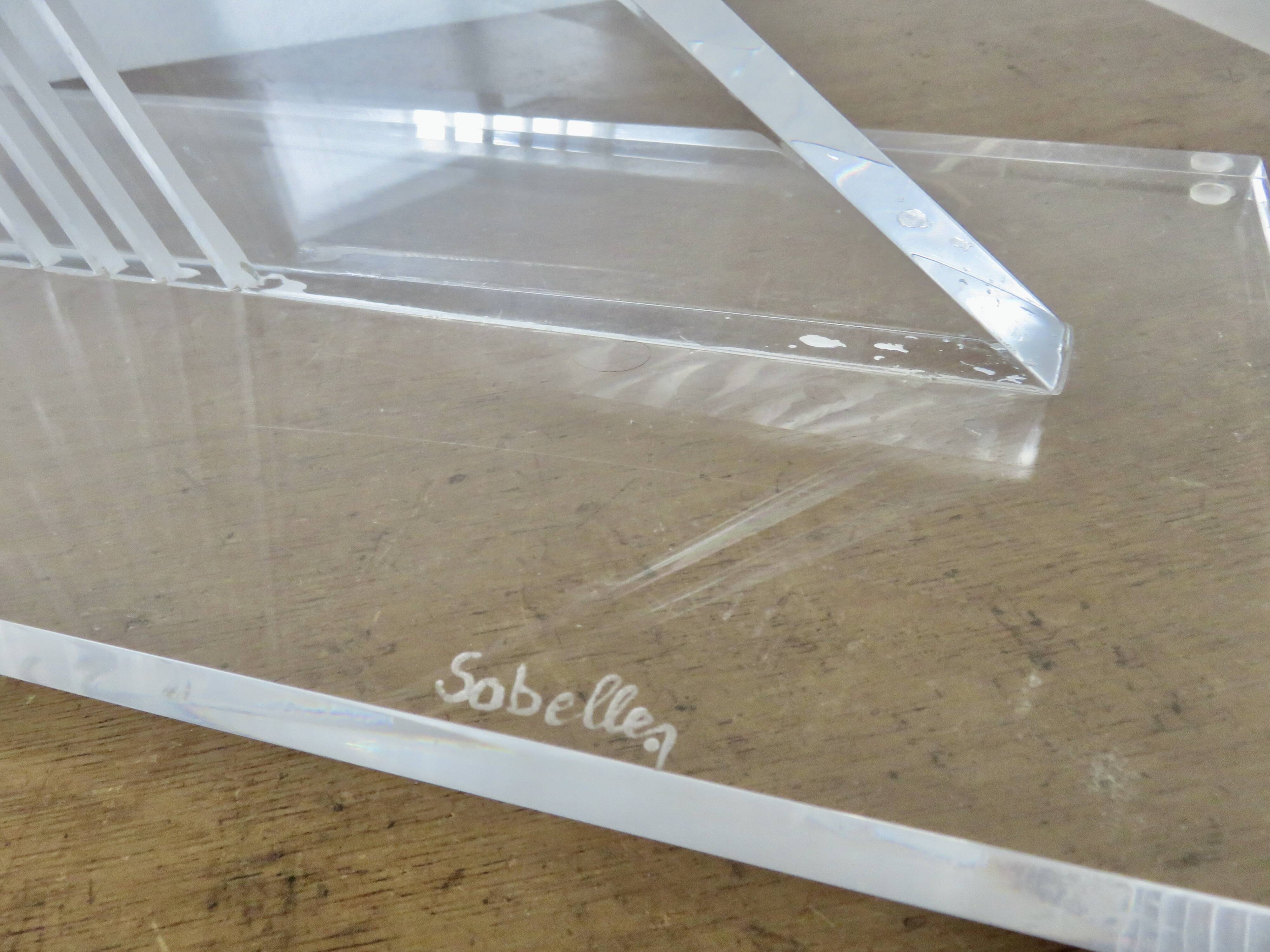 Contemporary sculpture, signed, in plexiglass and lucite, 1980s