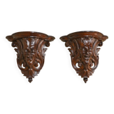 Pair of Small Oak Wall Consoles