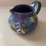 Pichet bleu et fleurs prop art jean garillon soufflenheim alsace