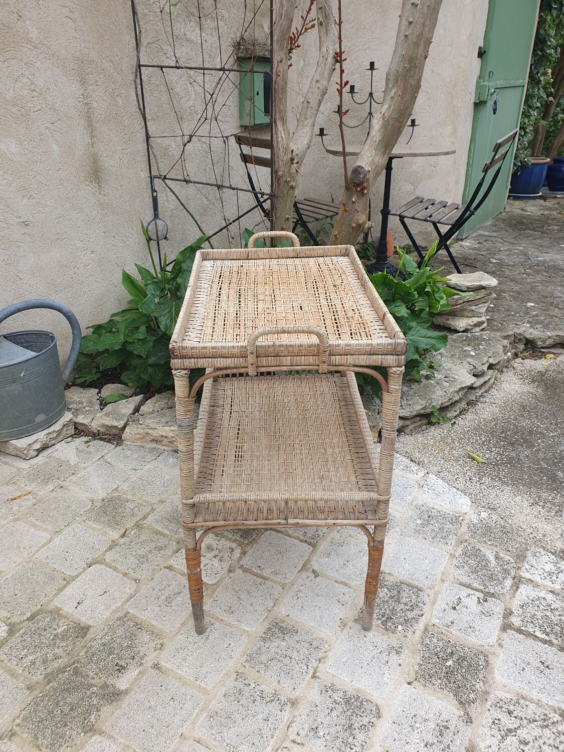 Rattan side table