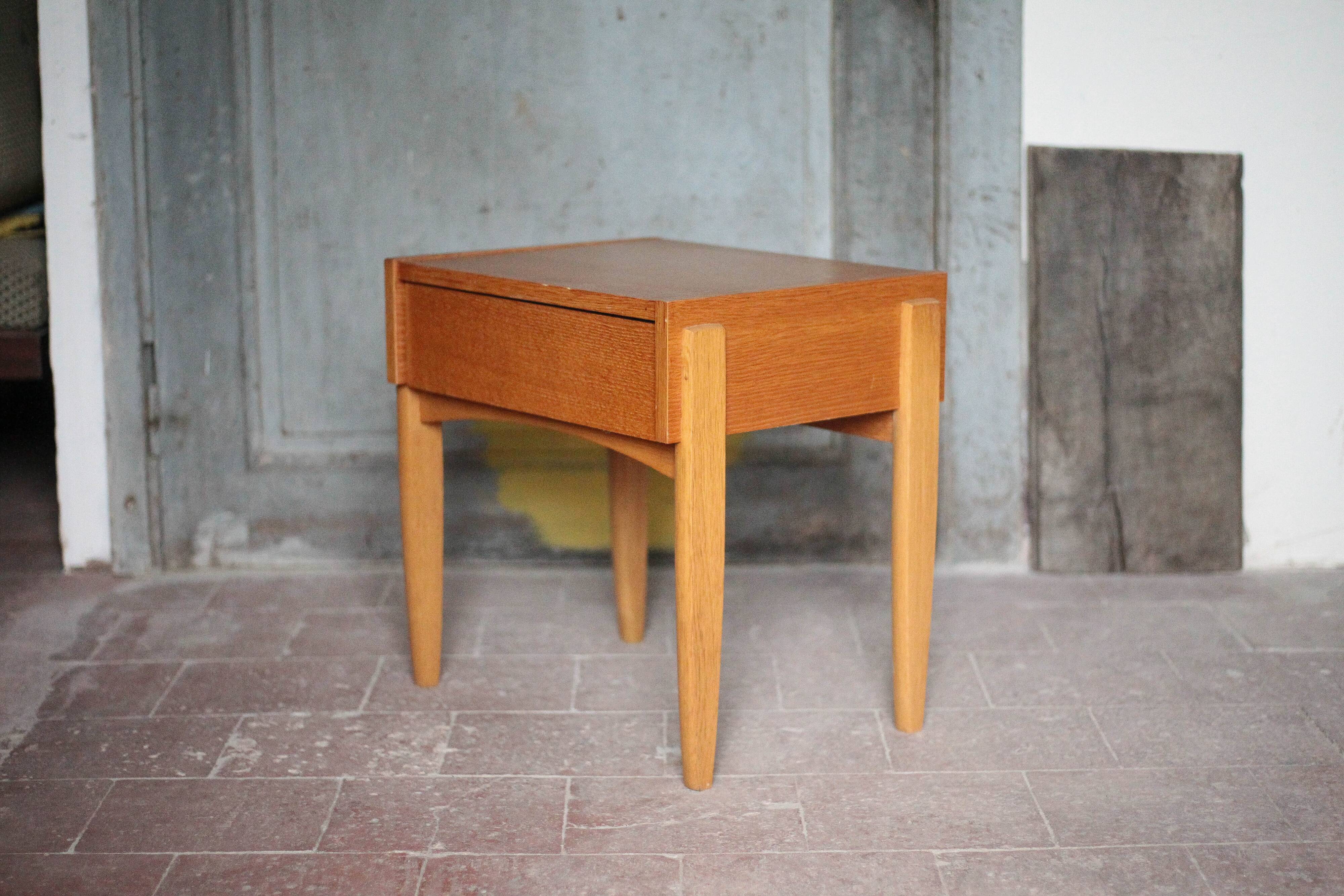 Vintage wooden bedside table, nightstand, side table, modernist.