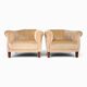 Pair of Art Deco club armchairs in champagne mohair, 1930.