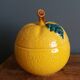 Sugar bowl candy dish box lemon in slipware
