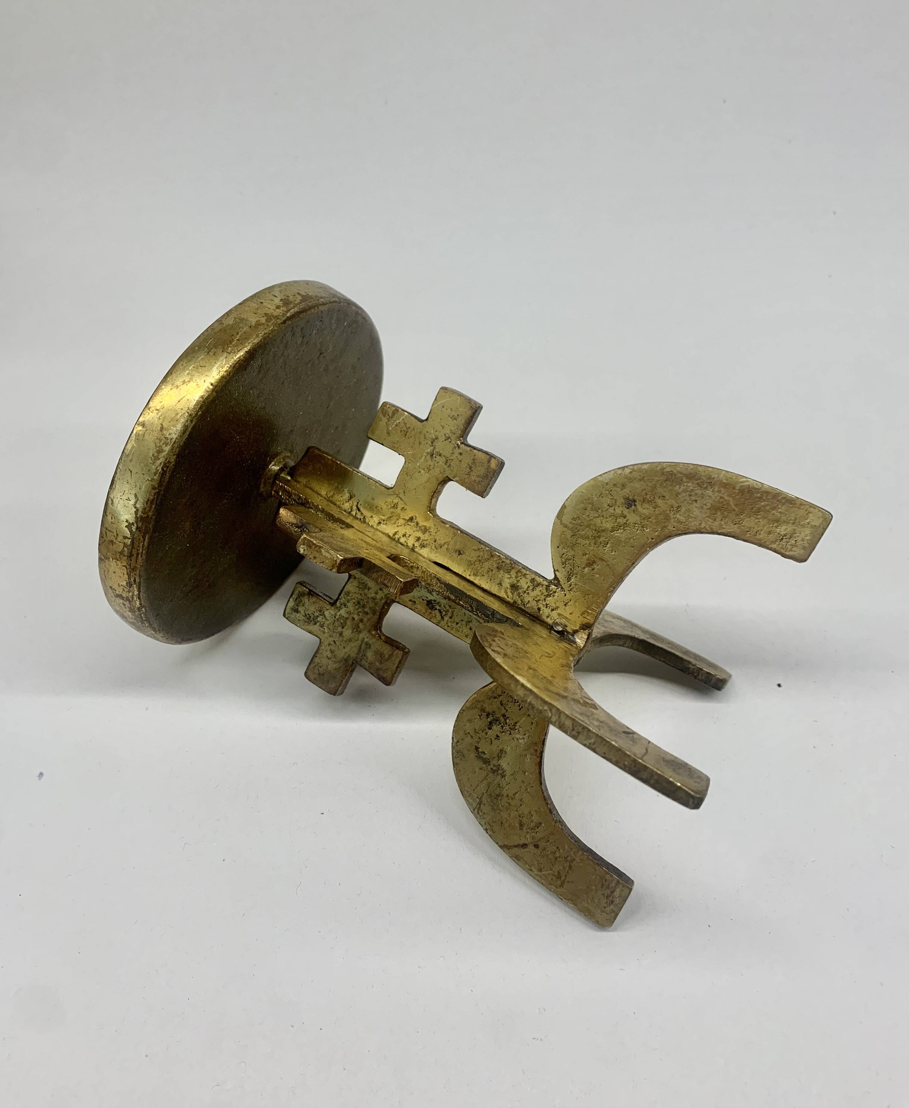 Brutalist bronze candleholder, 1970s