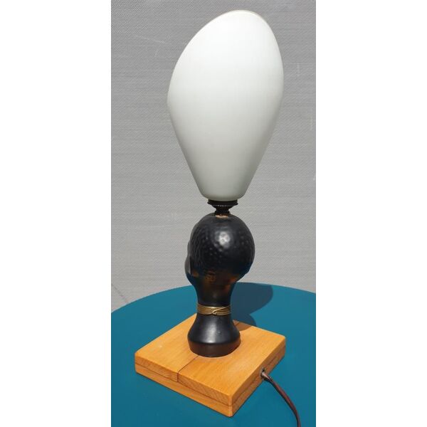 Ceramic Lamp Bust African Woman Vintage, African Themed Table Lamps