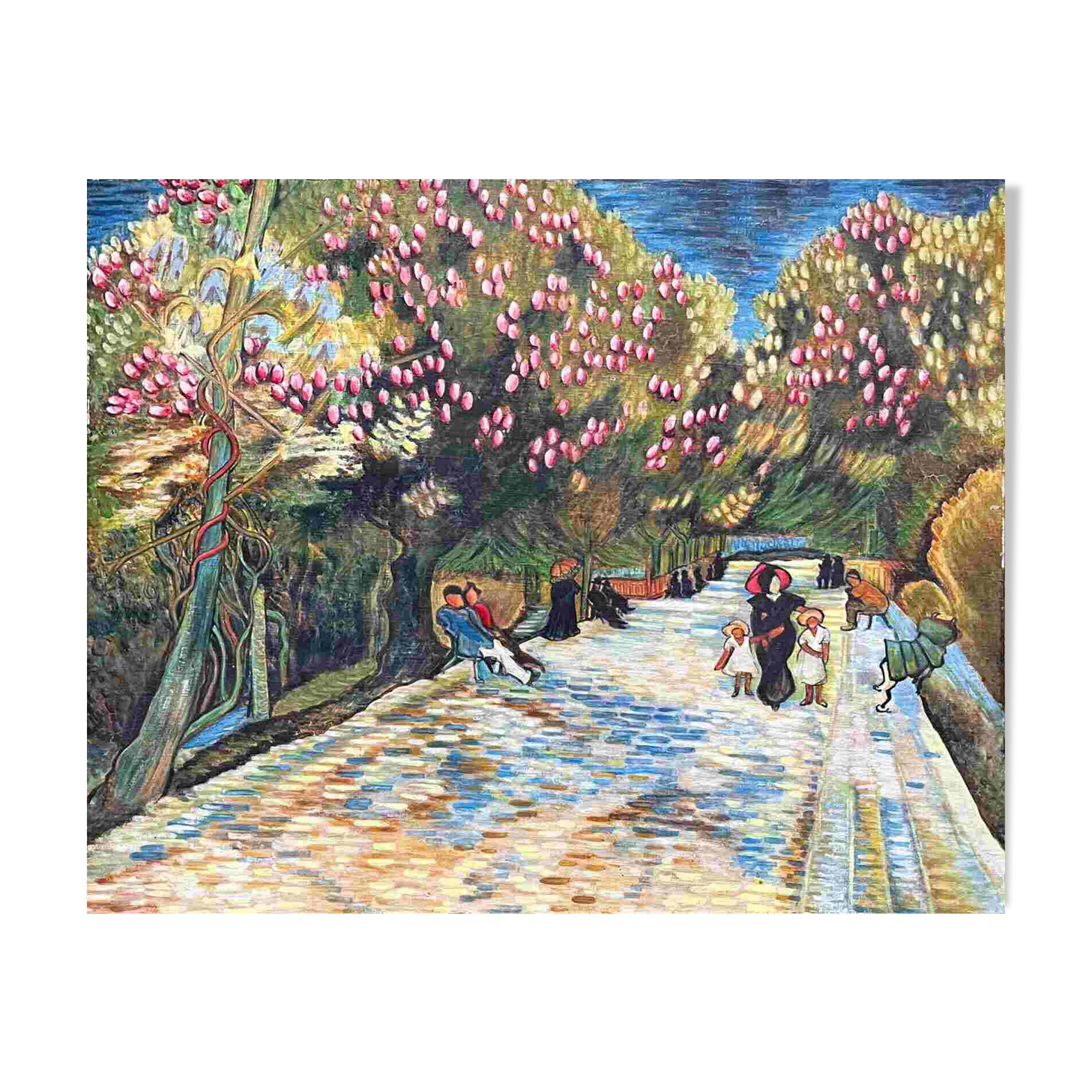 Tableau hst travail de copiste van gogh "marronniers à fleurs rouge parc ar