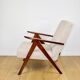 Vintage armchair B-310 VAR beige boucle dark structural wood 1970s - 2 pieces available