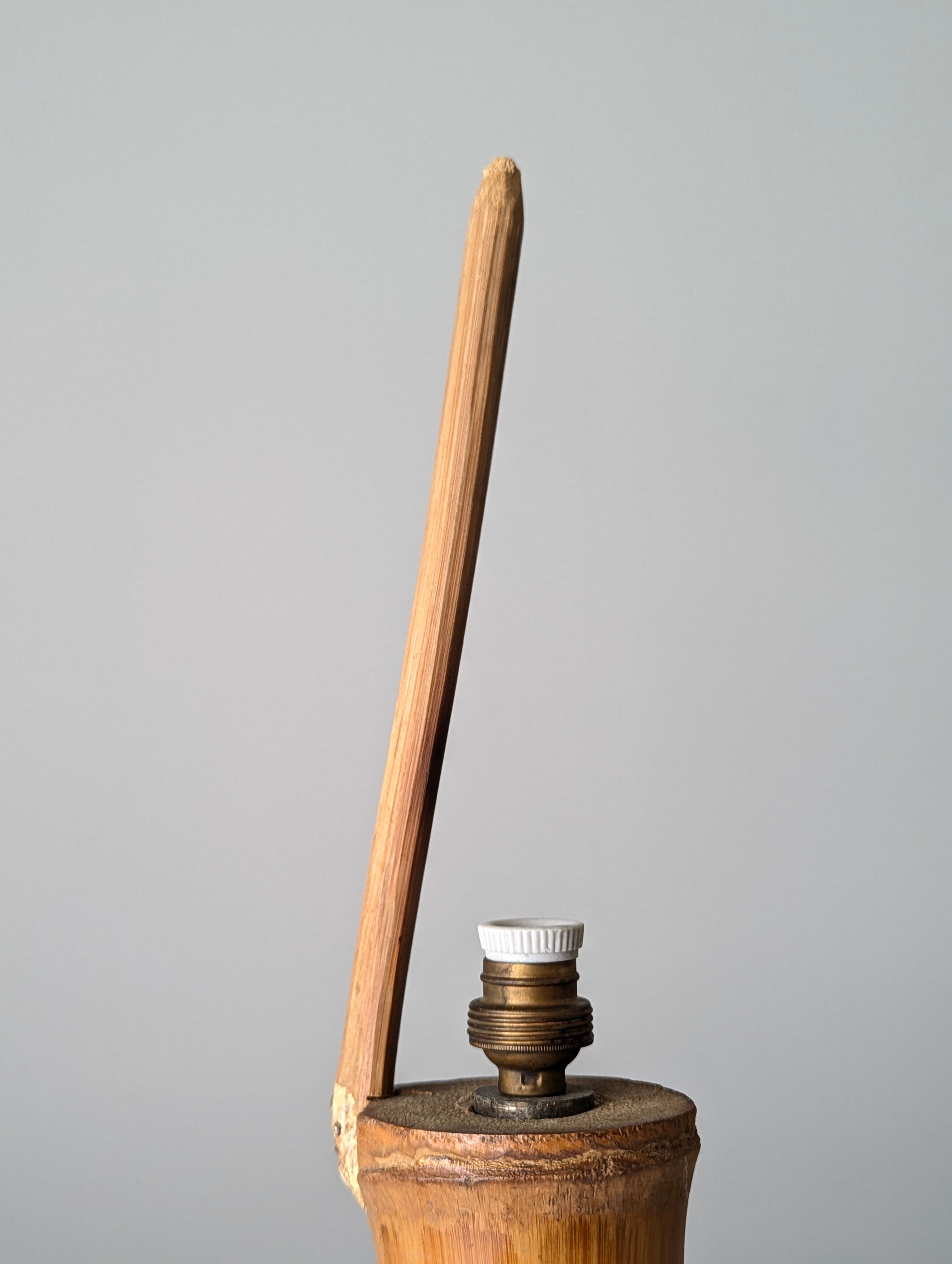 Bamboo and rattan table lamp with woven shade, 1950s
