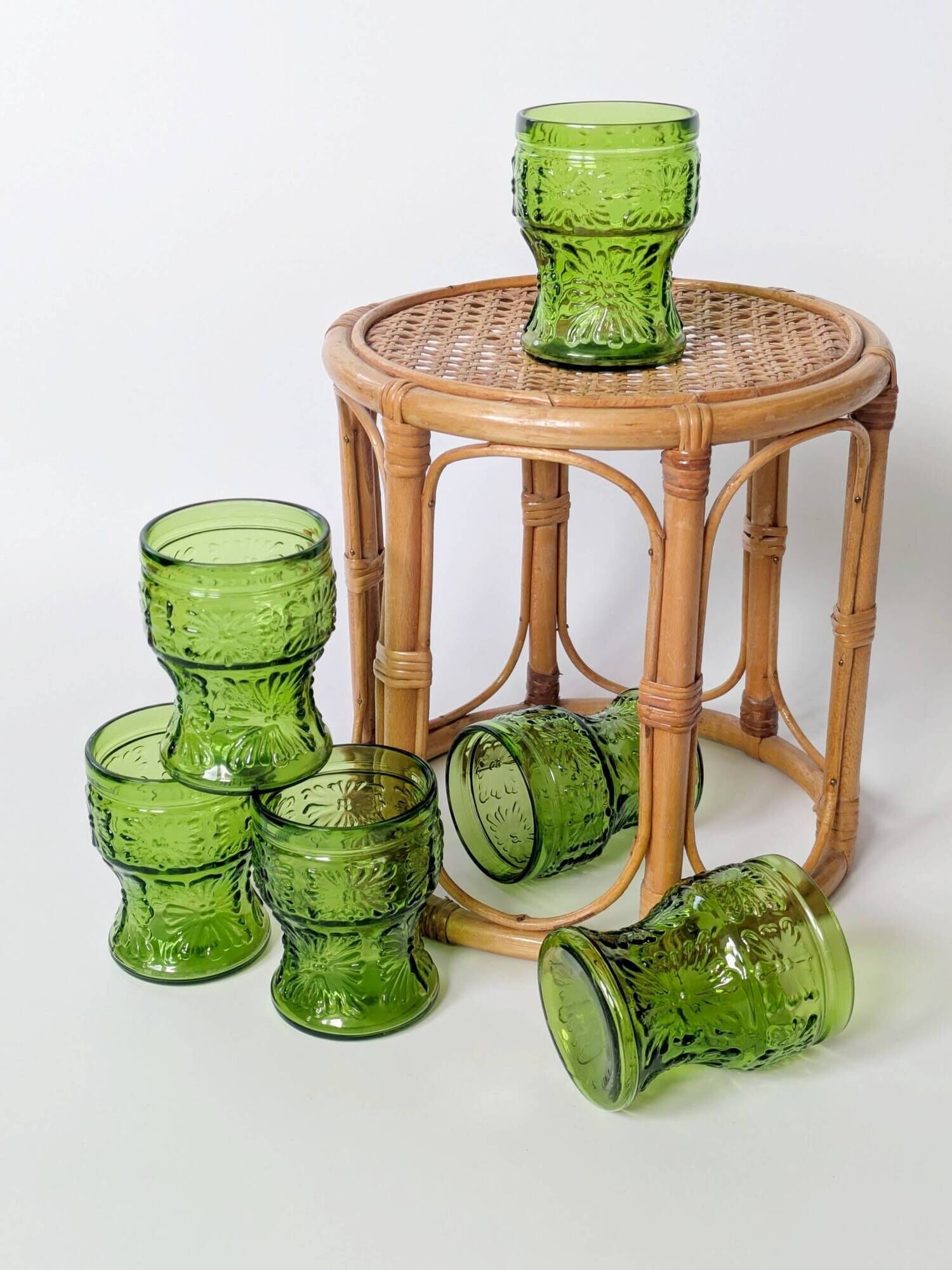 Set of 6 Bormioli tempered glass tumblers, Italy, 1970s