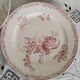 Set of 5 dinner plates in Terre de fer earthenware, red color, antique French