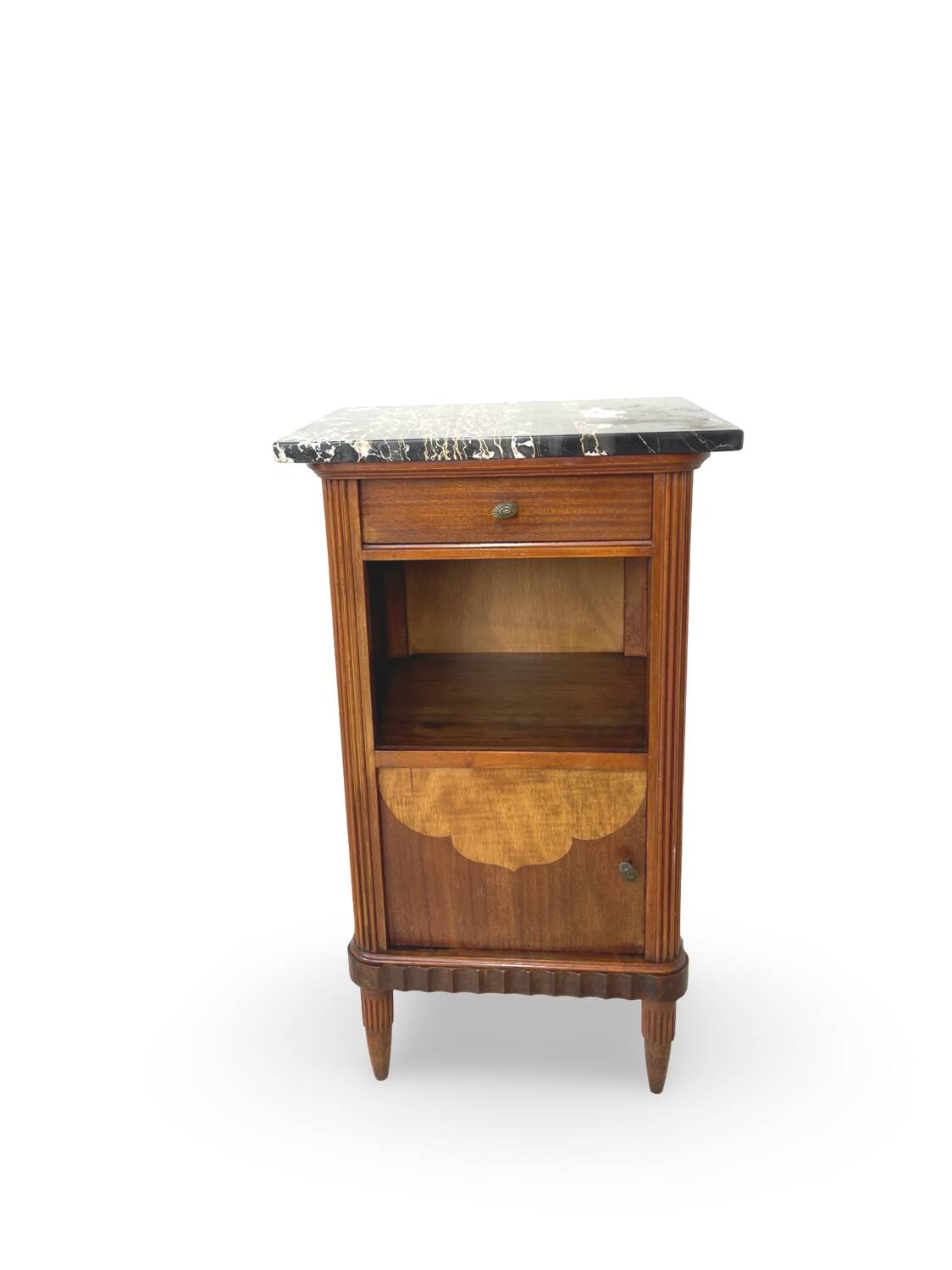 Tables de chevet italiennes en placage d'acajou avec de splendides