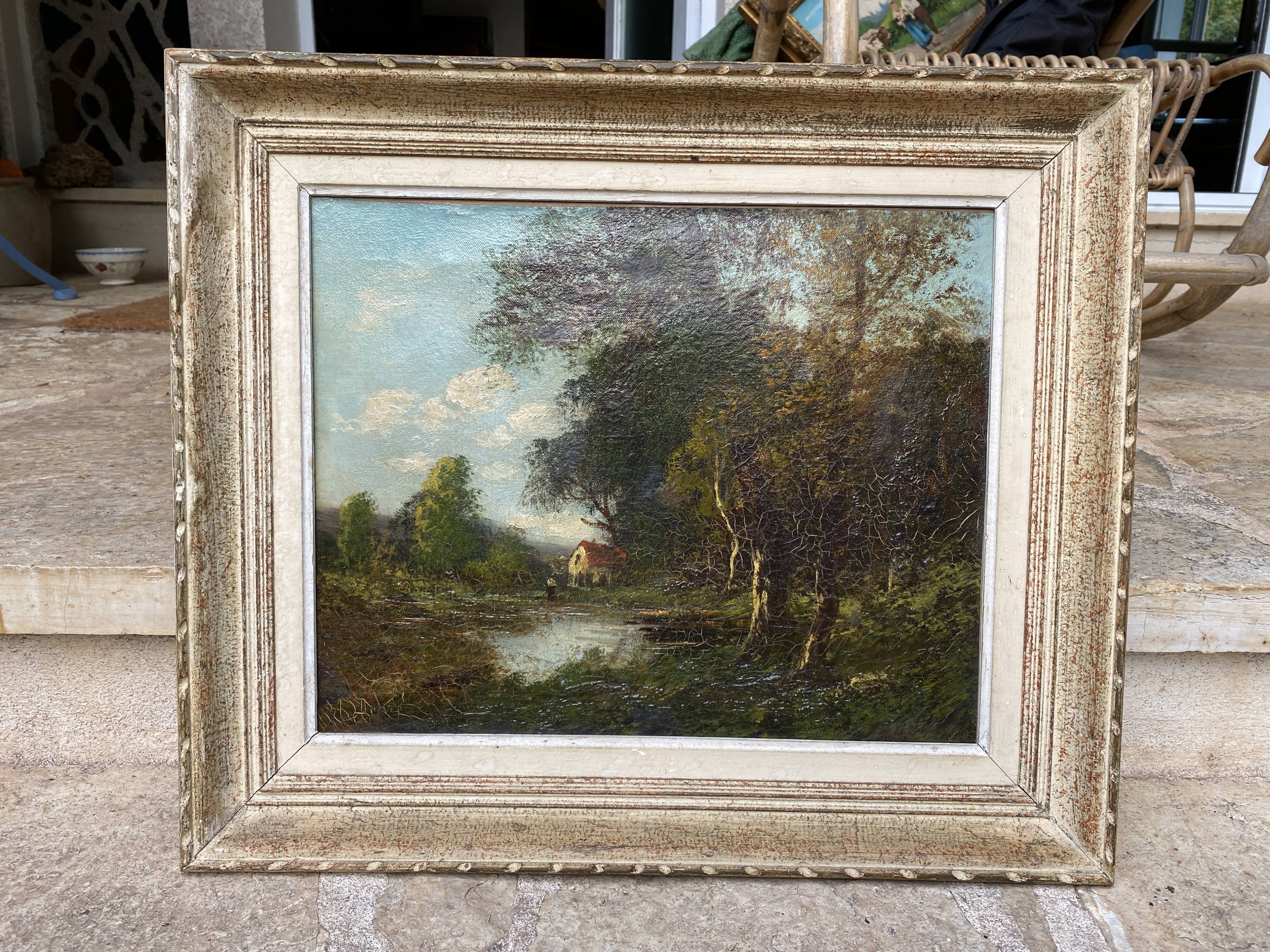 Old countryside landscape painting