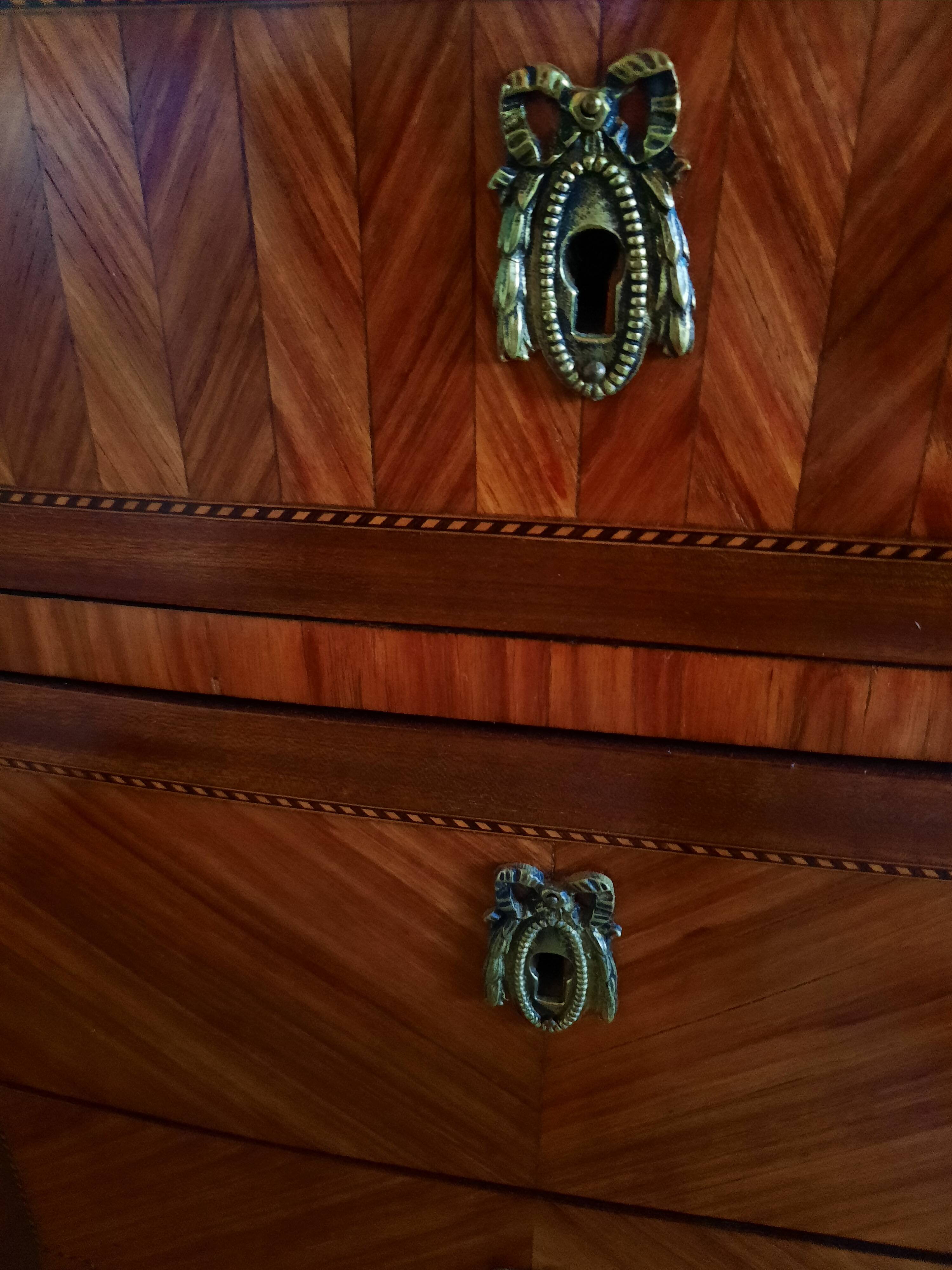 Louis XV-Louis XVI Transition style marquetry chest of drawers