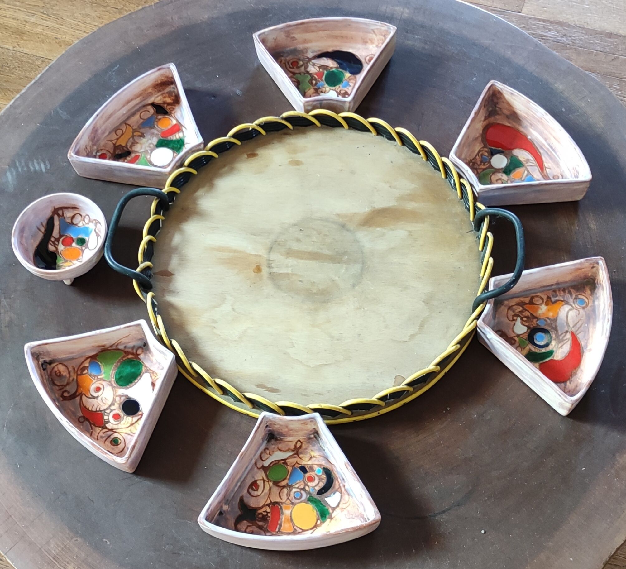 Vintage/ceramic aperitif service Vallauris Marie Christine Treinen