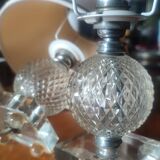 Paire de lampes en verre et chrome vers 1950