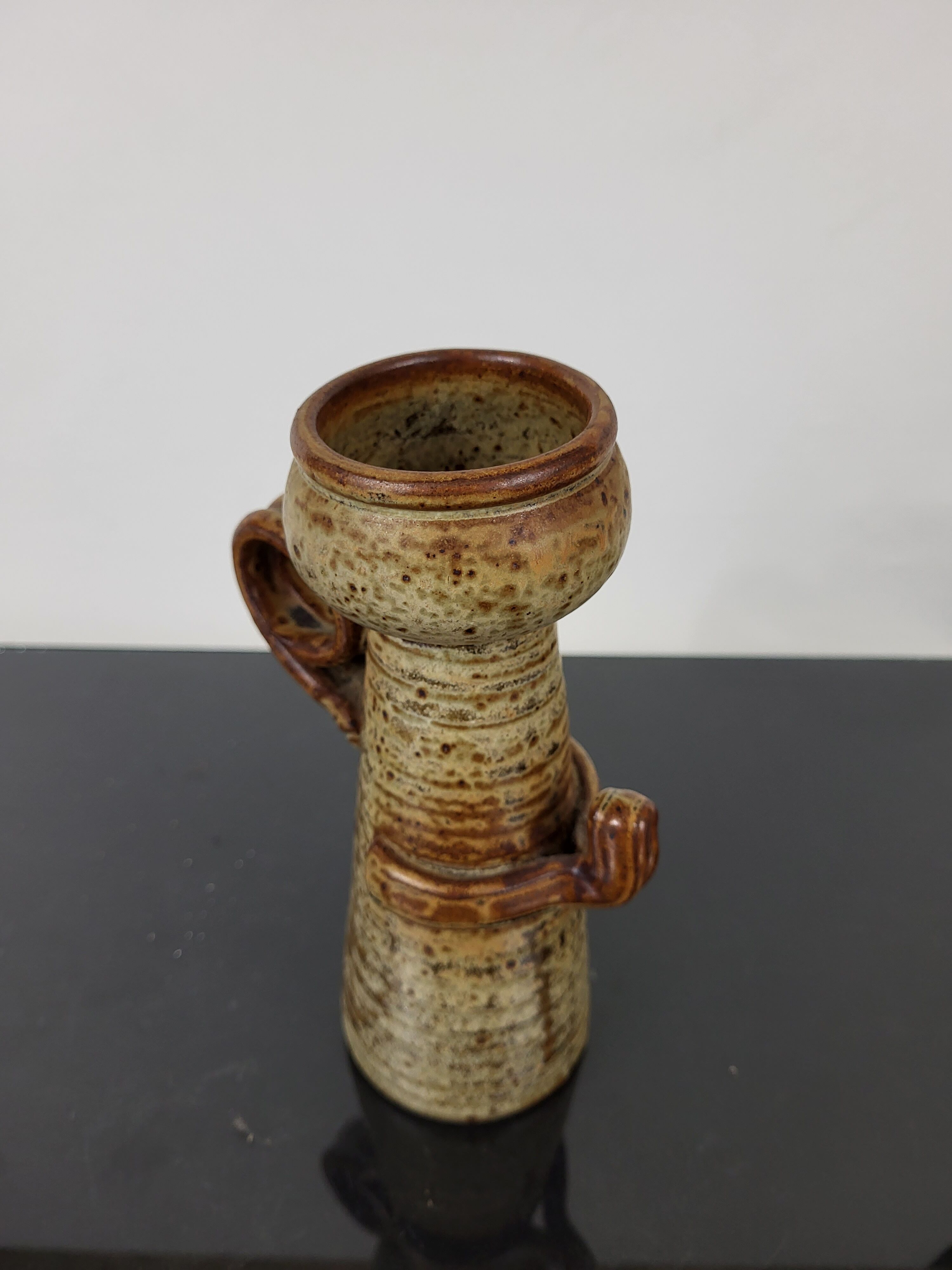 Bougeoir en grès pyrité vintage