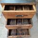 Pair of workshop furniture, solid wood, metal top 1930, 1950