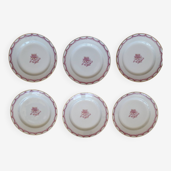 1 lot de 6 assiettes à dessert art-déco en porcelaine de Limoges