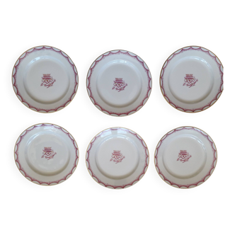 1 lot de 6 assiettes à dessert art-déco en porcelaine de Limoges