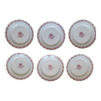 1 set of 6 art-deco dessert plates in Limoges porcelain