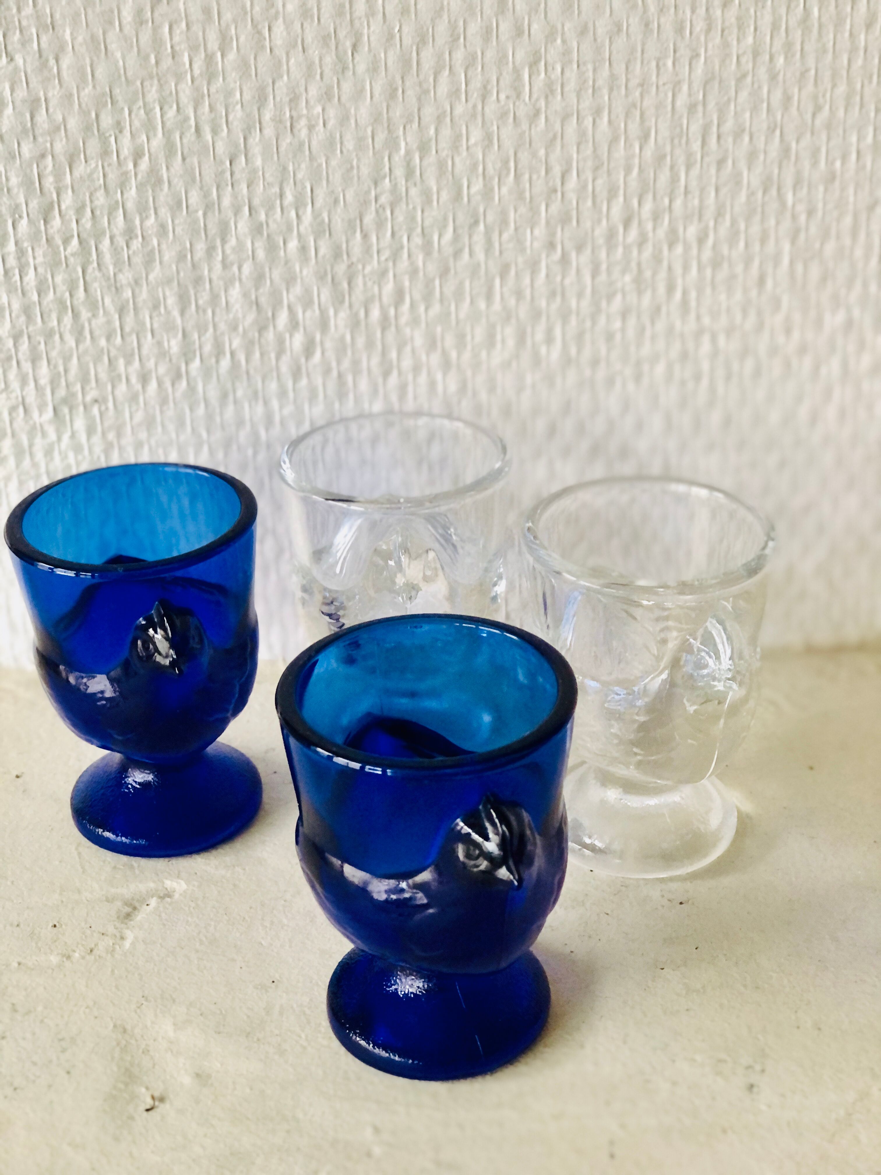Electric blue and white glass shells