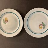 Set of 6 dessert plates in old earthenware from Sarreguemines, Diablerets model