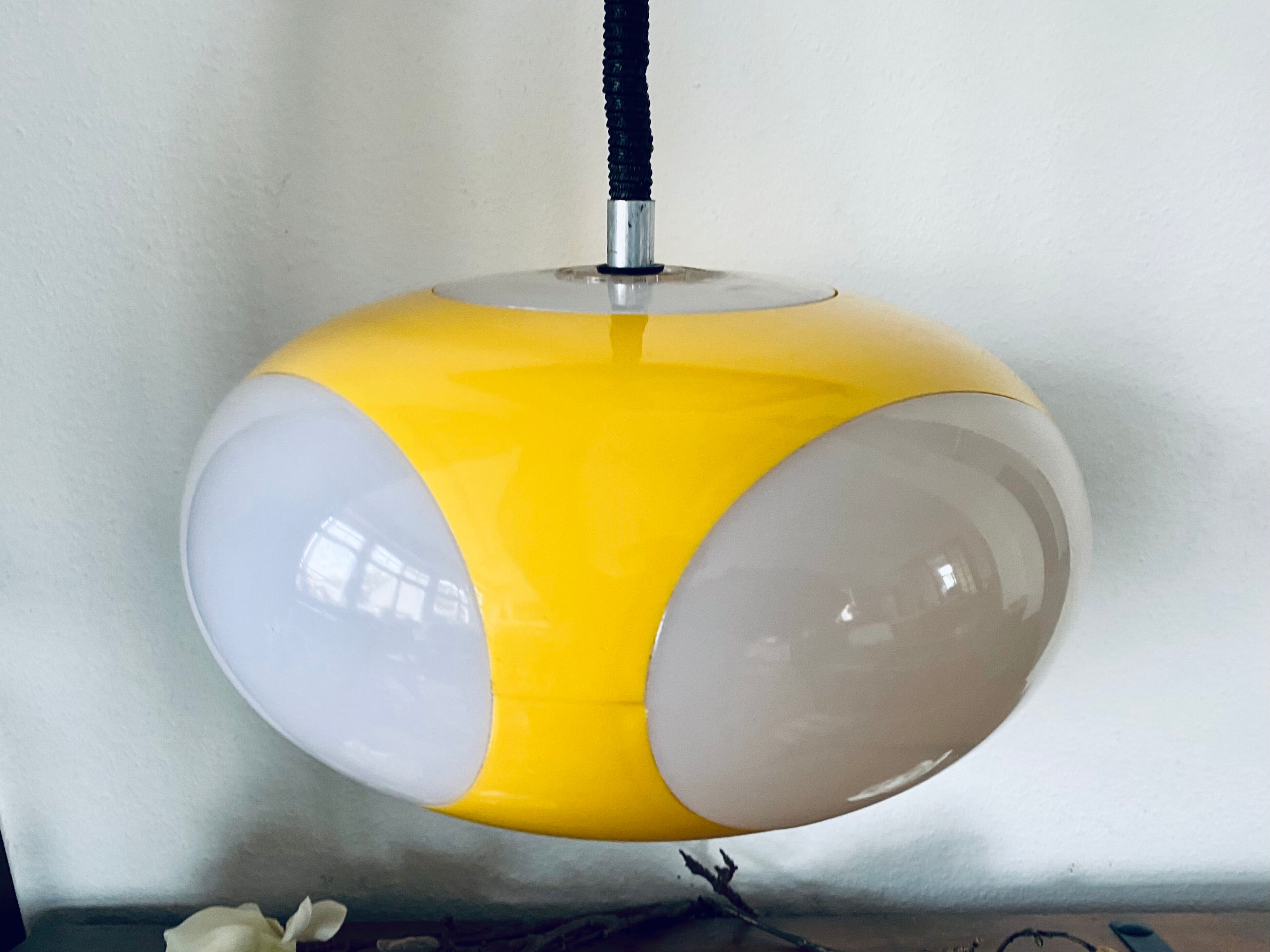 Vintage Yellow Plastic Ufo Ceiling Lamp by Luigi Colani for Massiv, Belgium, 1970s