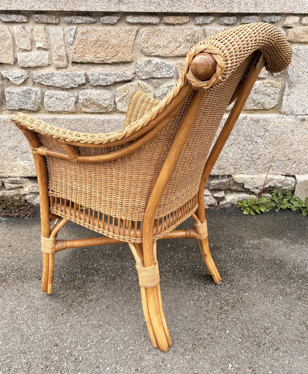 Wicker and rattan armchair – the splendour of vintage, 60s - 80s