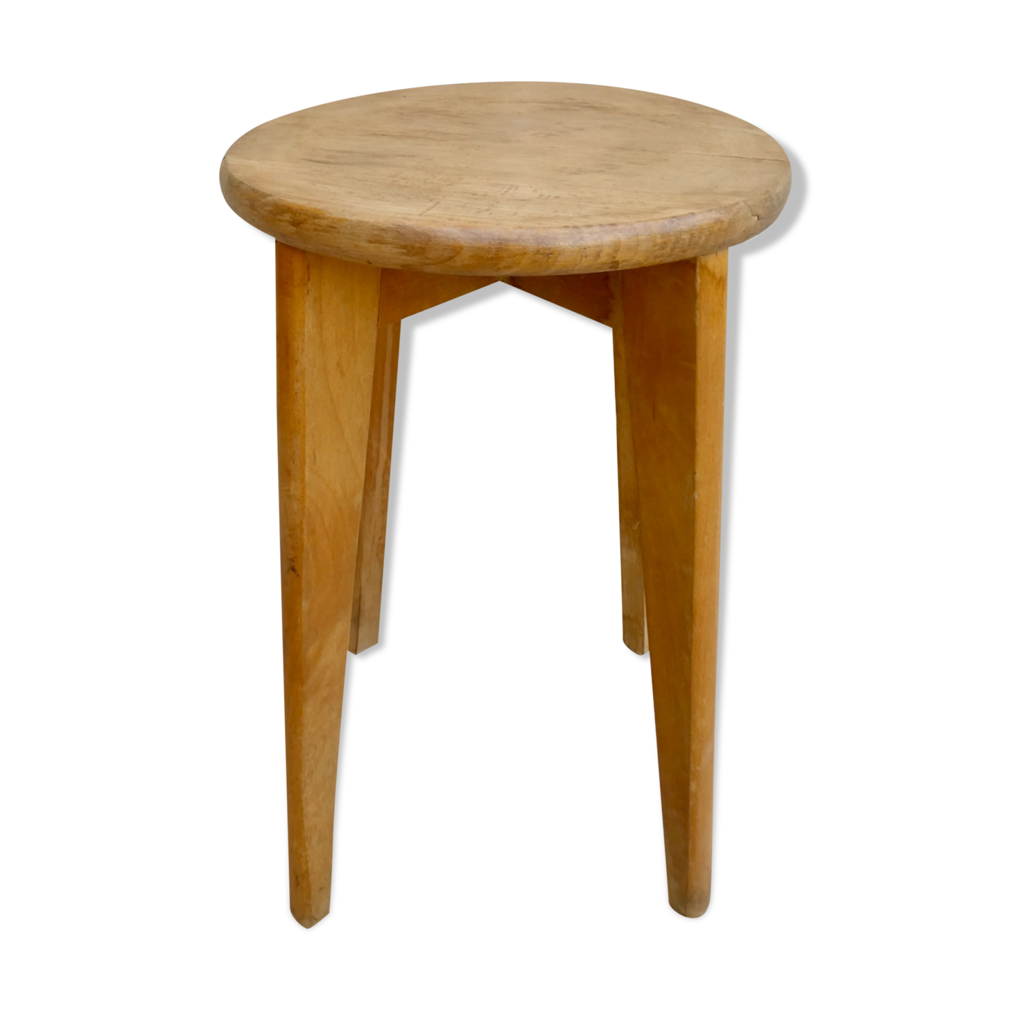 Solid wood stool from the 50s