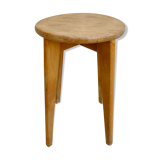 Solid wood stool from the 50s