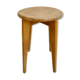 Tabouret en bois massif des années 50