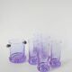 Set consisting of 5 cocktail glasses and an ice bucket, purple and chrome, made in Italy, 1960.