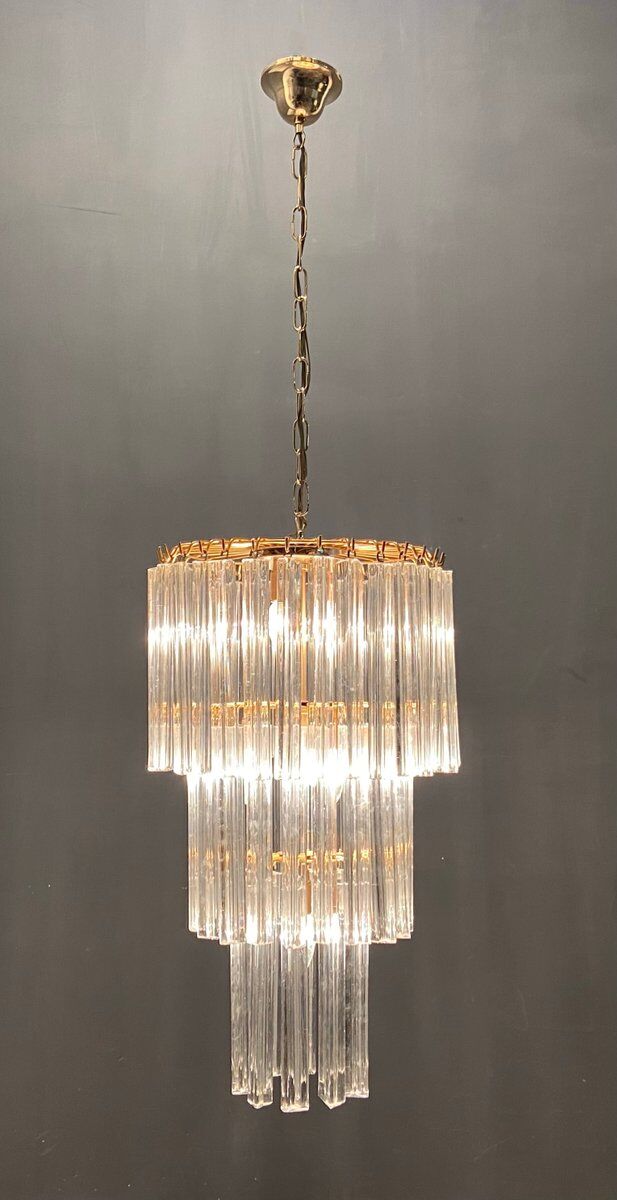 Italian Murano Glass Triedri Prism Chandelier