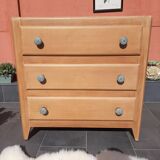 Commode vintage 3 tiroirs bois naturel