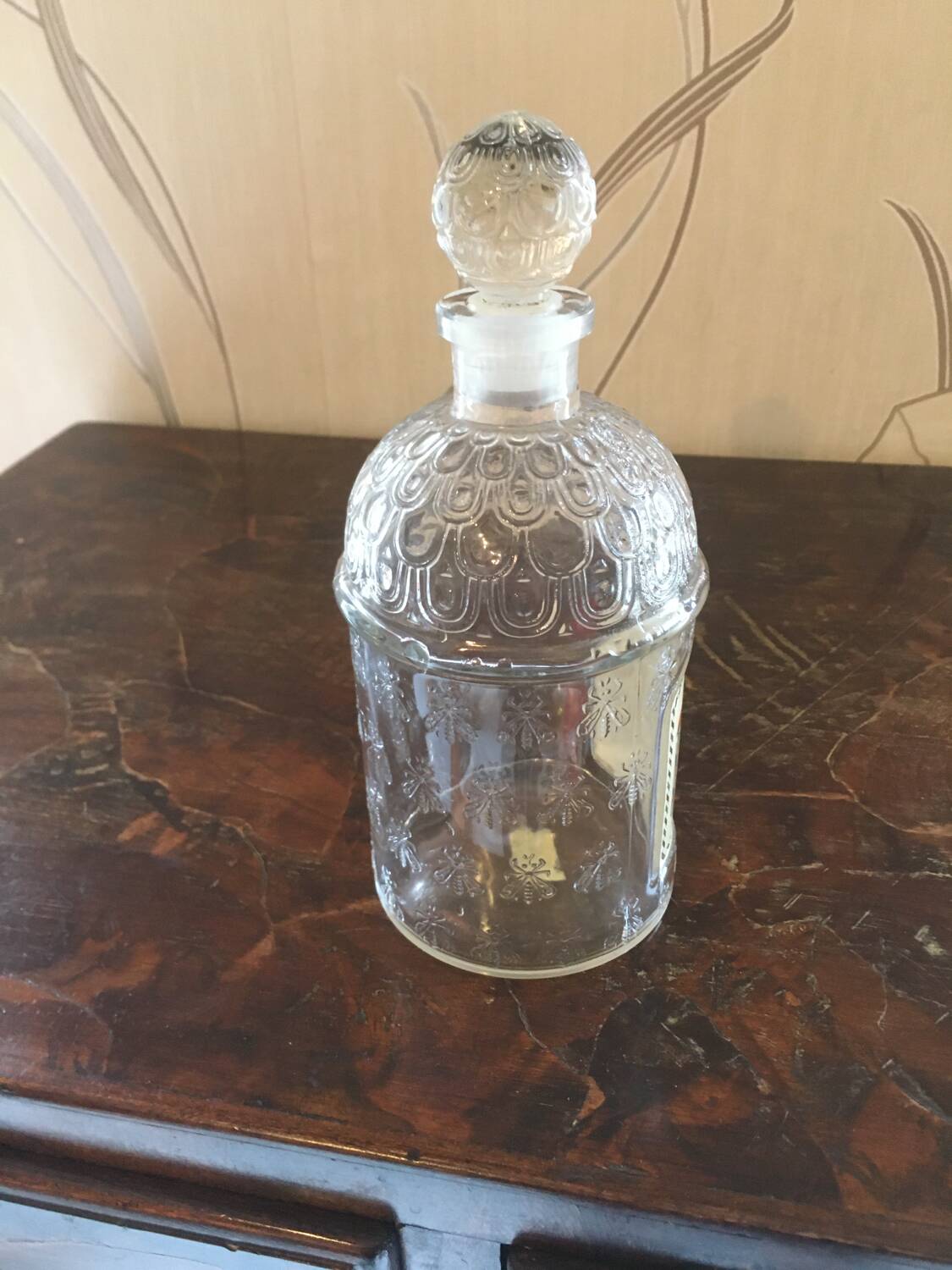 Old Guerlain perfume bottle engraved glass bees