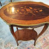 Louis xv louis xvi transitional style pedestal table in walnut marquetry
