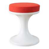 Tabouret tulipe en Plastique et Laine, Rouille, Design Space Age, 1970